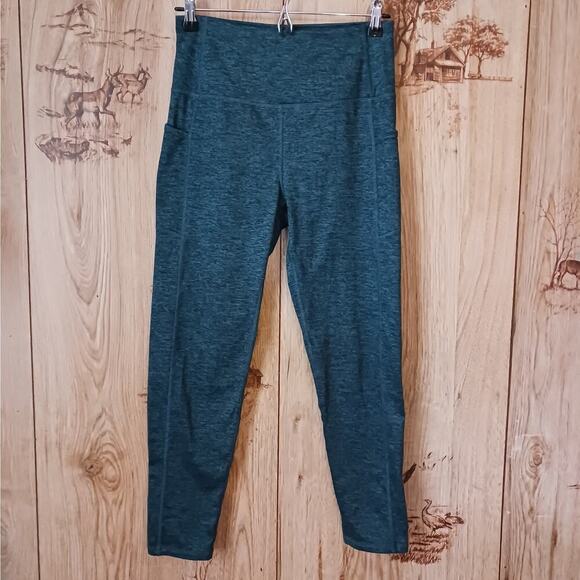 Kyodan Heathered Green Capri Leggings Size Medium - Picture 1 of 8
